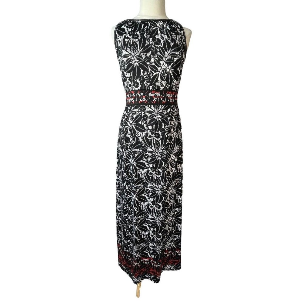 Max Studio Womens Large Sleeveless Maxi Dress Black White Red